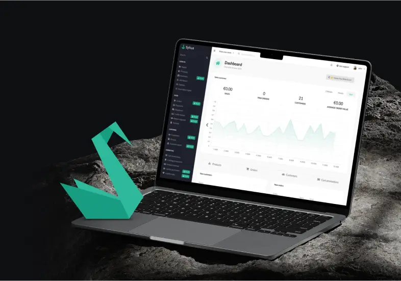 Sylius dashboard on a laptop